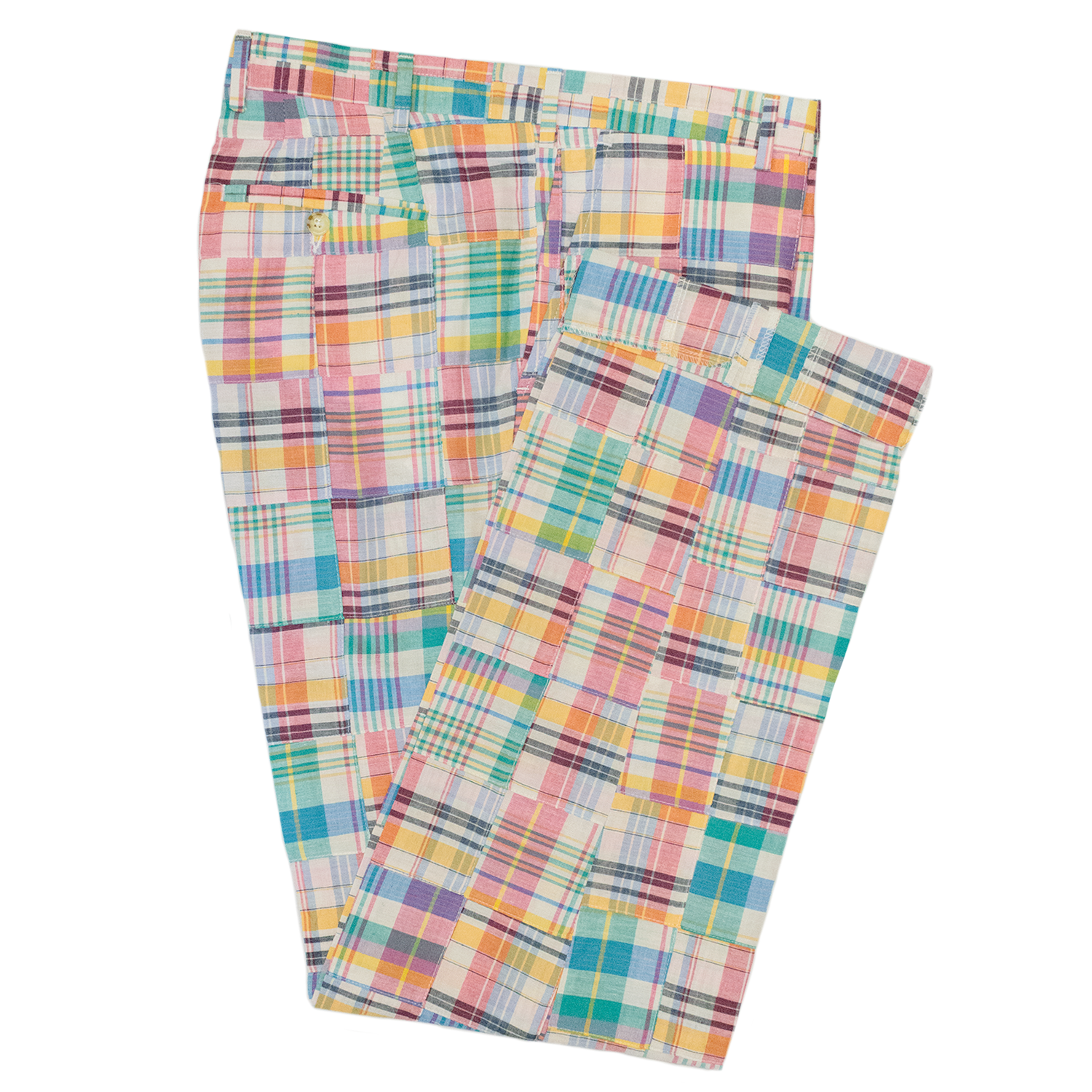 Pink Patch Madras Trousers - Classic Fit