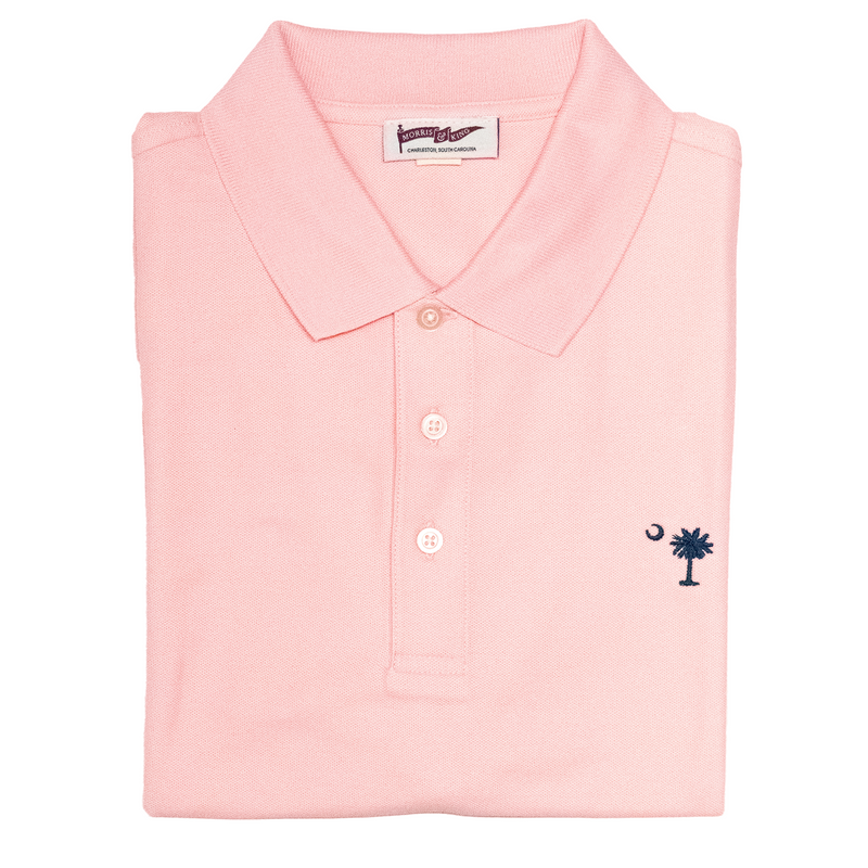 Pink Palmetto & Crescent Pique Polo