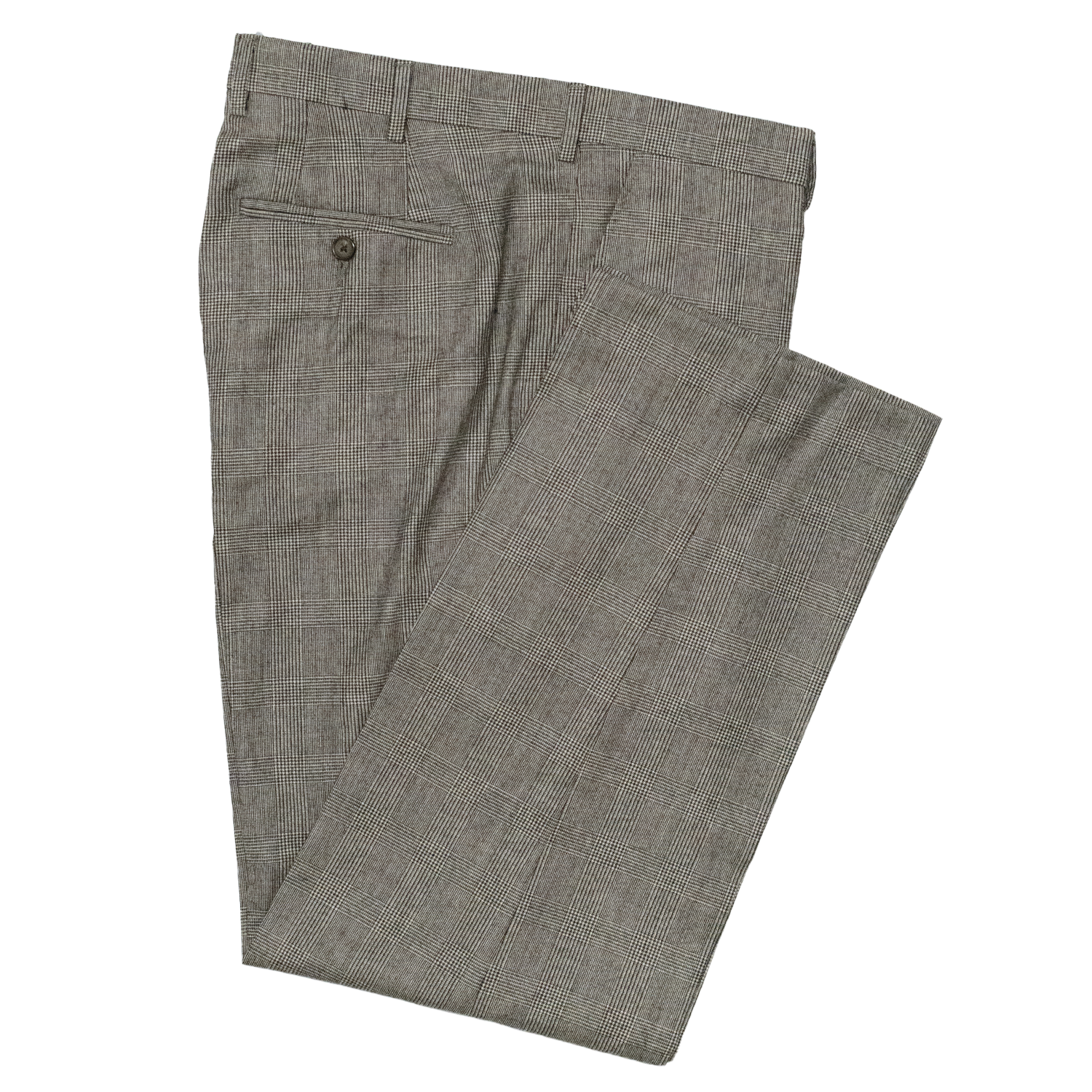 Black & White Glen Check Wool Trousers - Classic Fit