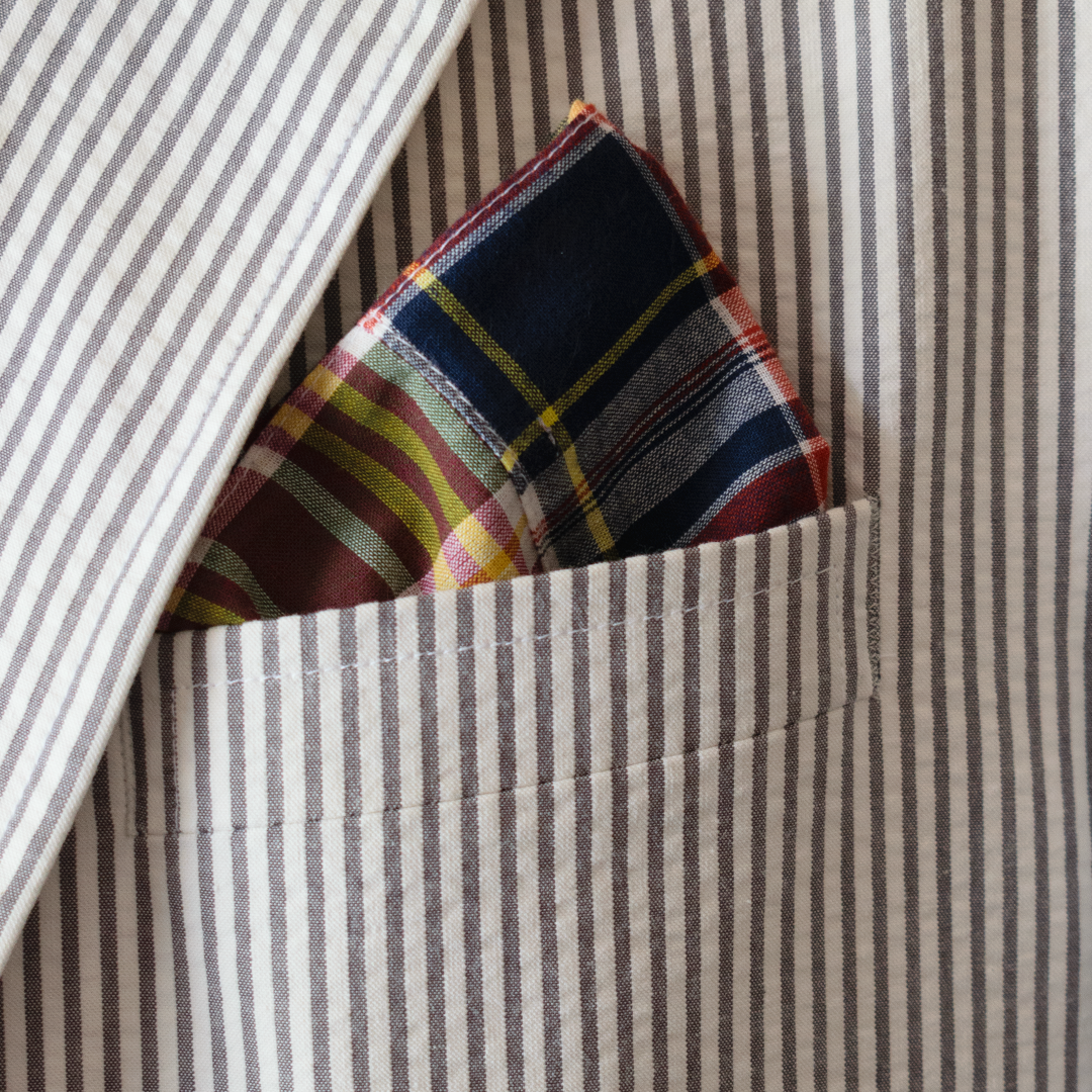 Yellow / Green Patch Madras Pocket Square