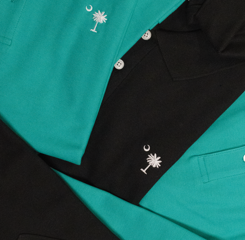 Black Palmetto & Crescent Pique Polo