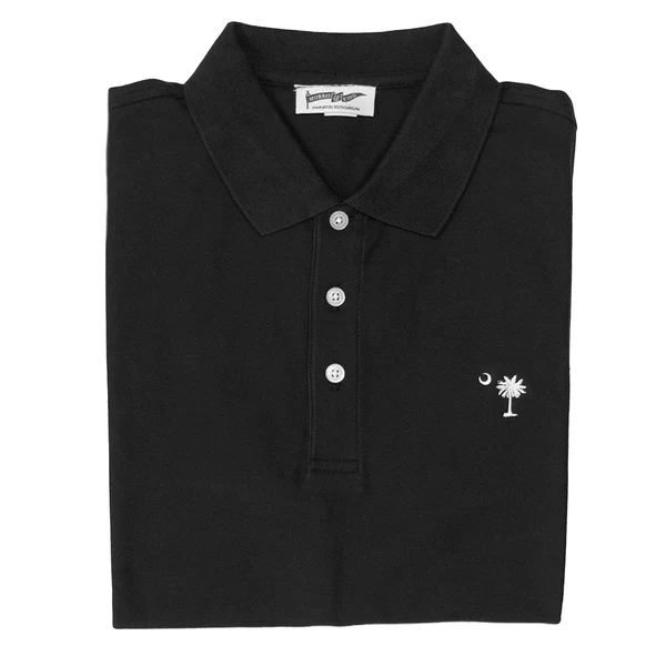 Black Palmetto & Crescent Pique Polo