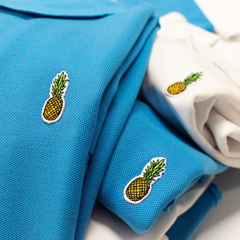 French Blue Pineapple Pique Polo