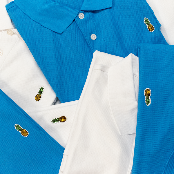 White Pineapple Pique Polo