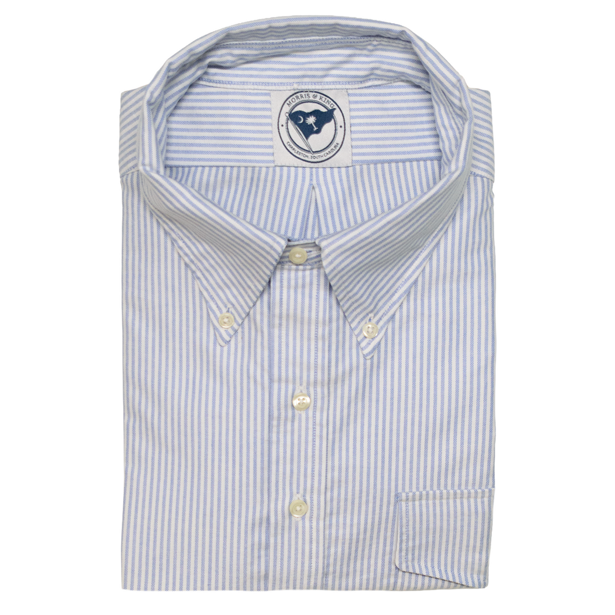 Blue / White Stripe 'Cambridge Cloth' Popover Shirt - Made To Order