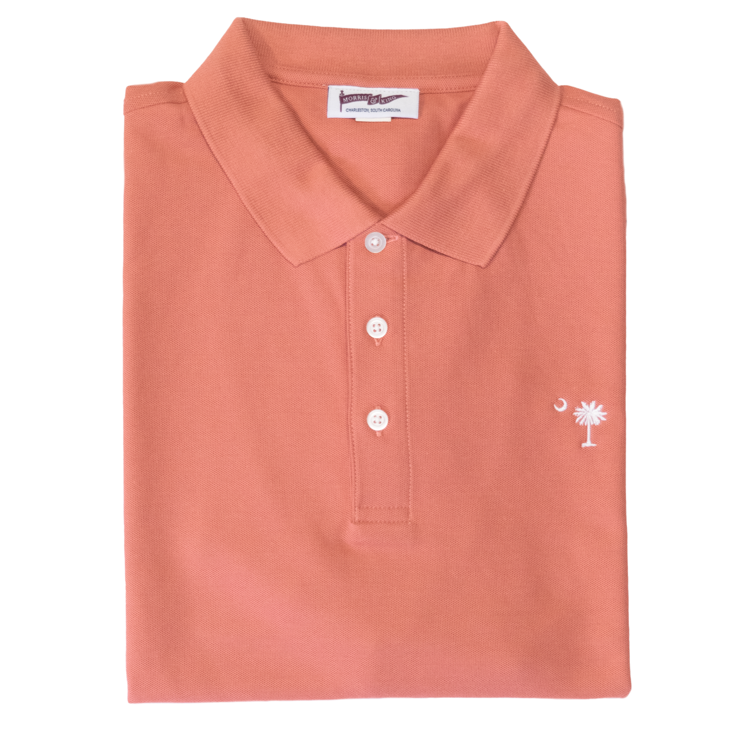 Salmon Palmetto & Crescent Pique Polo
