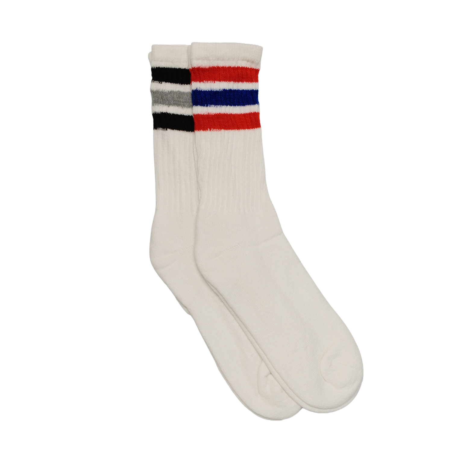 Red / Blue & Black / Grey Stripe Socks (2 Pack)