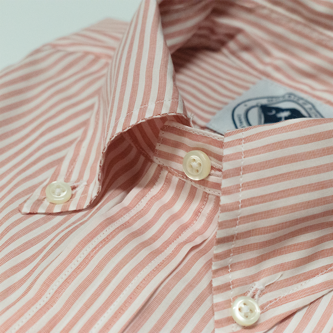 Red Bengal Stripe Poplin MTO Button Down Shirt - Classic Fit