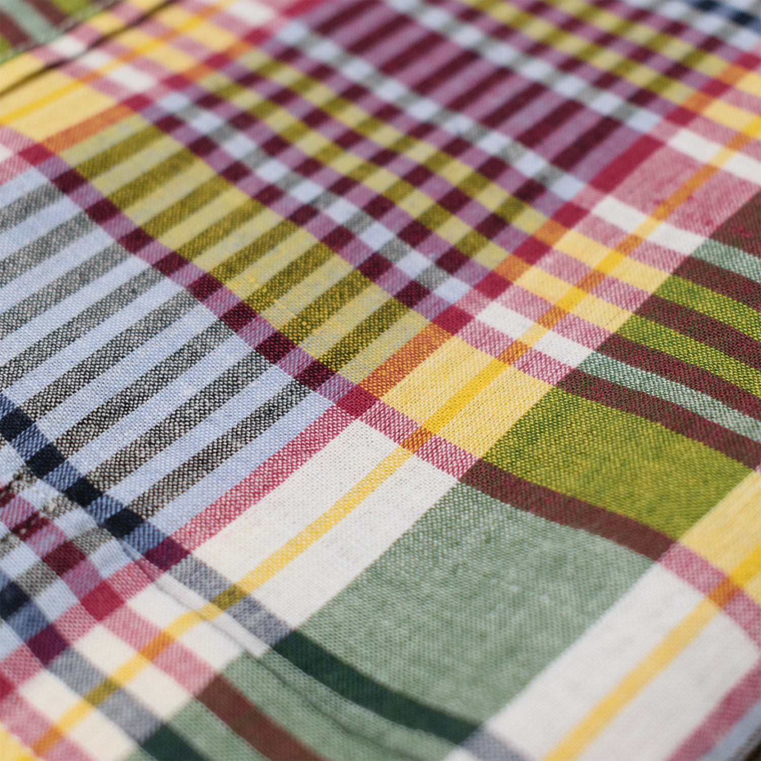 Green / Yellow / Red Short Sleeve Madras Button Down Shirt - Classic Fit