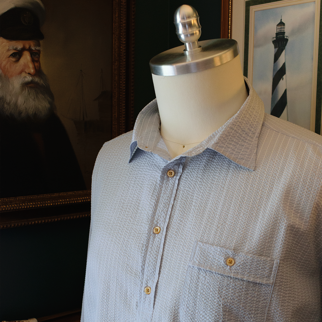 Thomas Mason Wide Stripe Seersucker Mariner's Smock - Made To Order