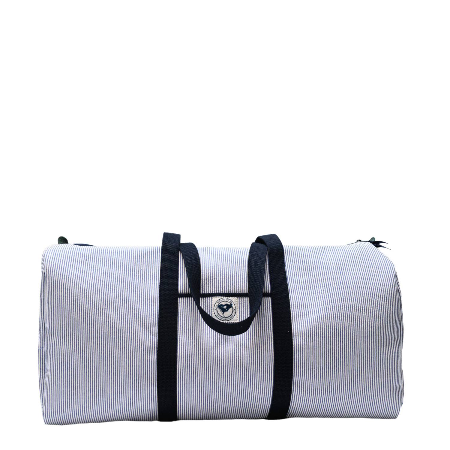 Classic Navy Seersucker Weekender Bag