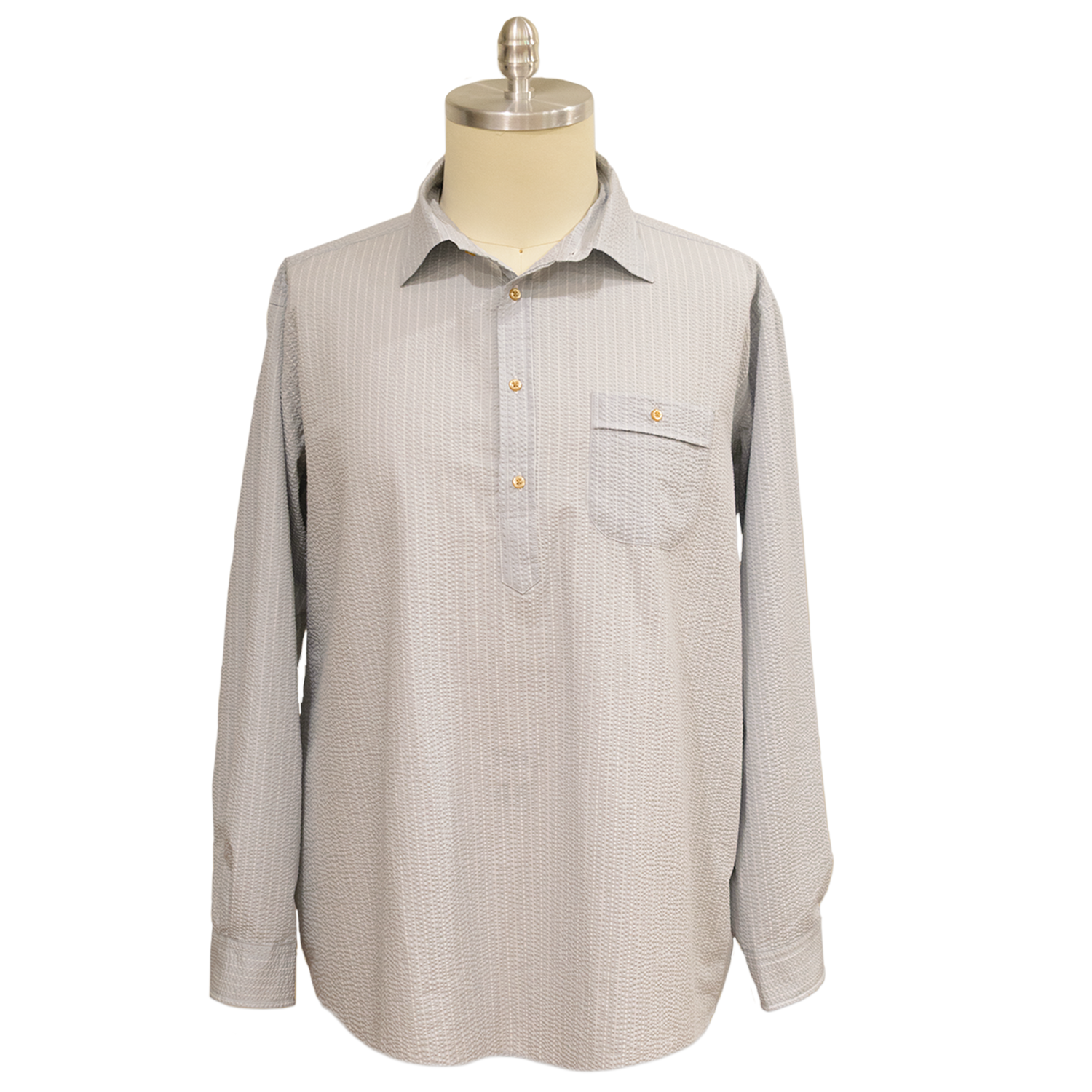 Thomas Mason Wide Stripe Seersucker Mariner's Smock - Made To Order