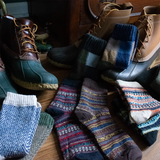Navy Cottage Isle Socks