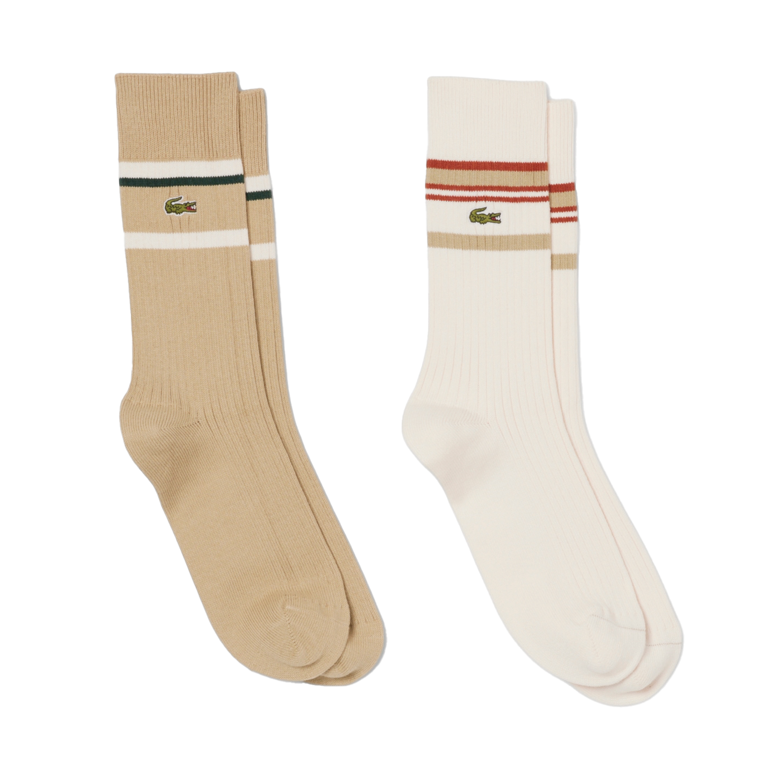 Beige / White Stripe Socks (2 Pack)