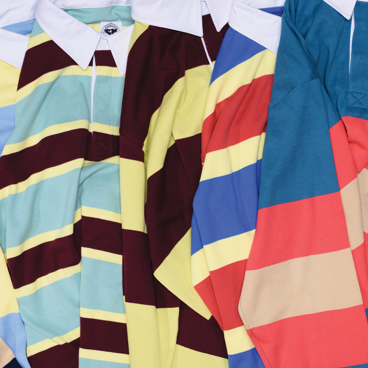 Summer Green / Sand / Wine Stripe Rugby Shirt - Regular Fit