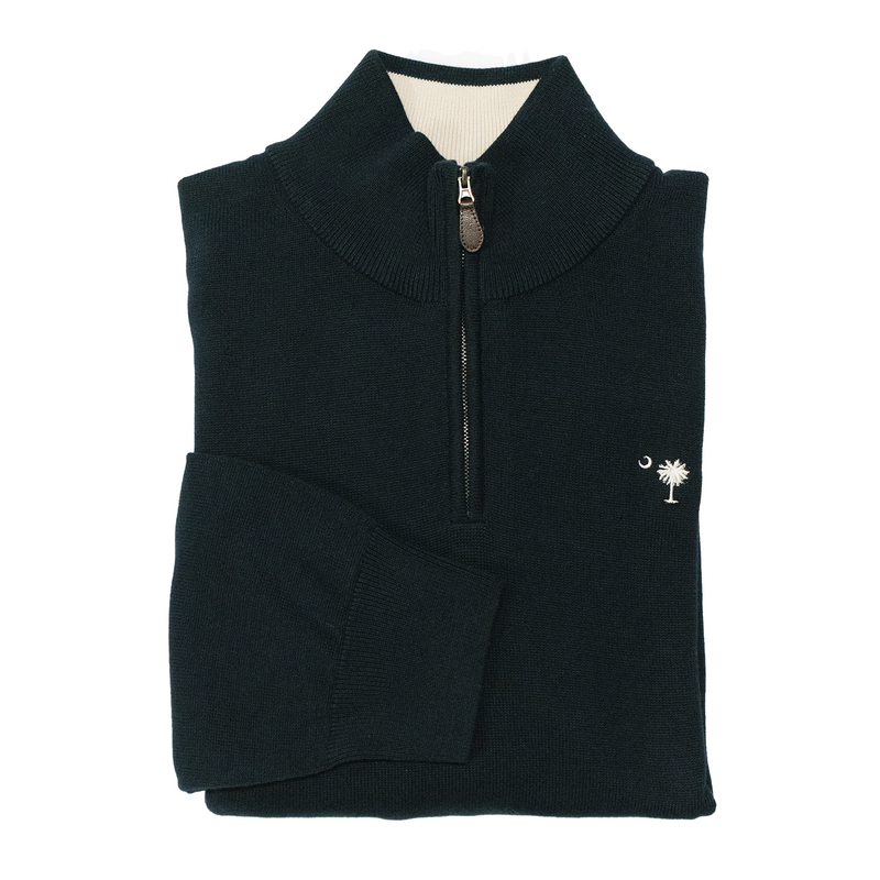 Dark Navy Midweight Quarter Zip Sweater