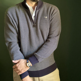 Navy Birdseye Quarter Zip Sweater