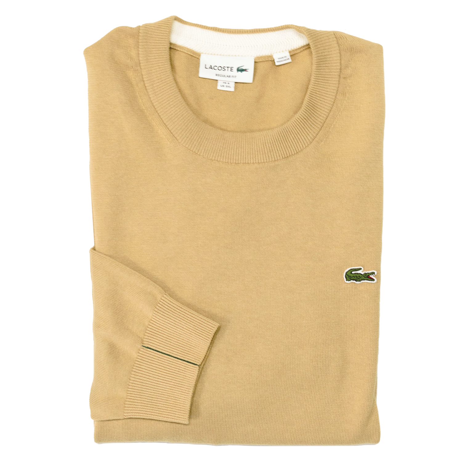 Beige Cotton Crew Neck Sweater