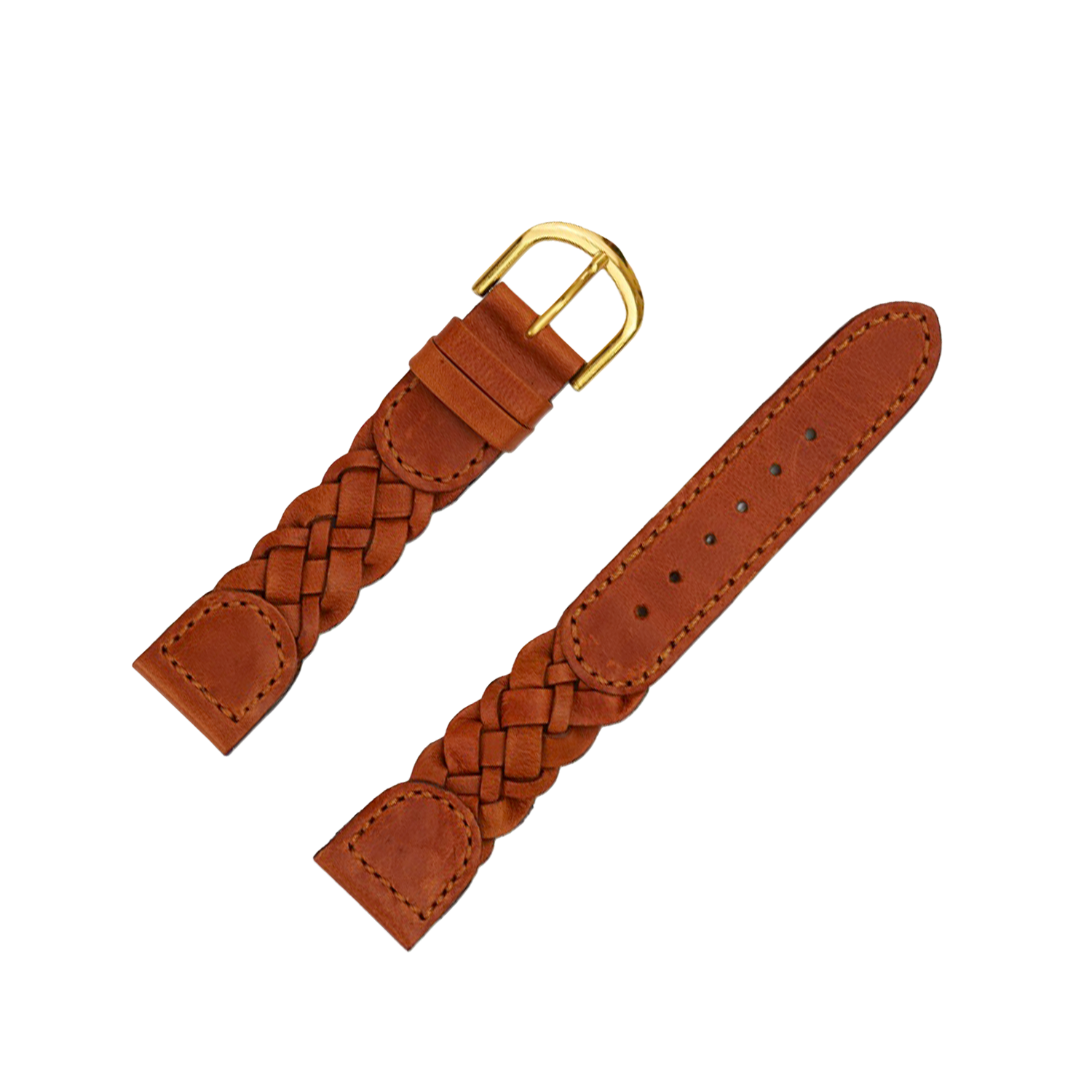Tan Braided Leather Watchband