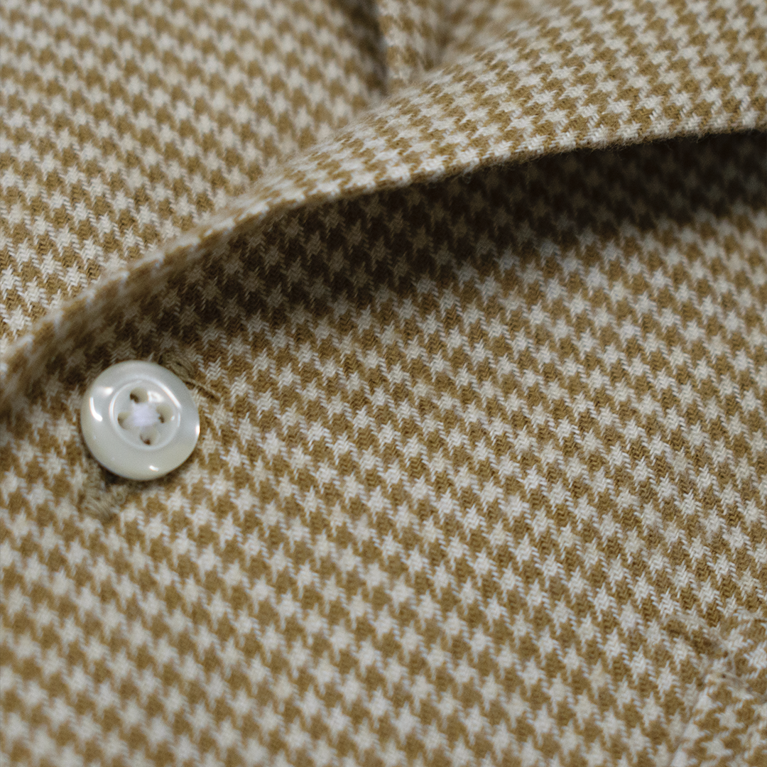 Tan Houndstooth Camp Shirt - Made To Order