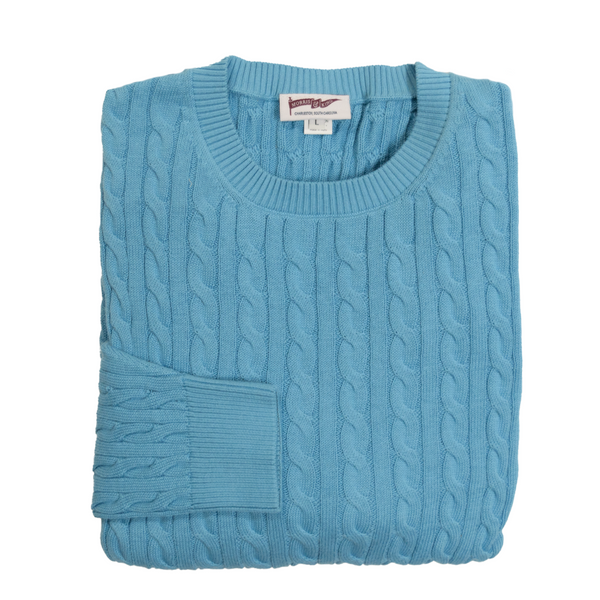 Turquoise Cable Crewneck Sweater