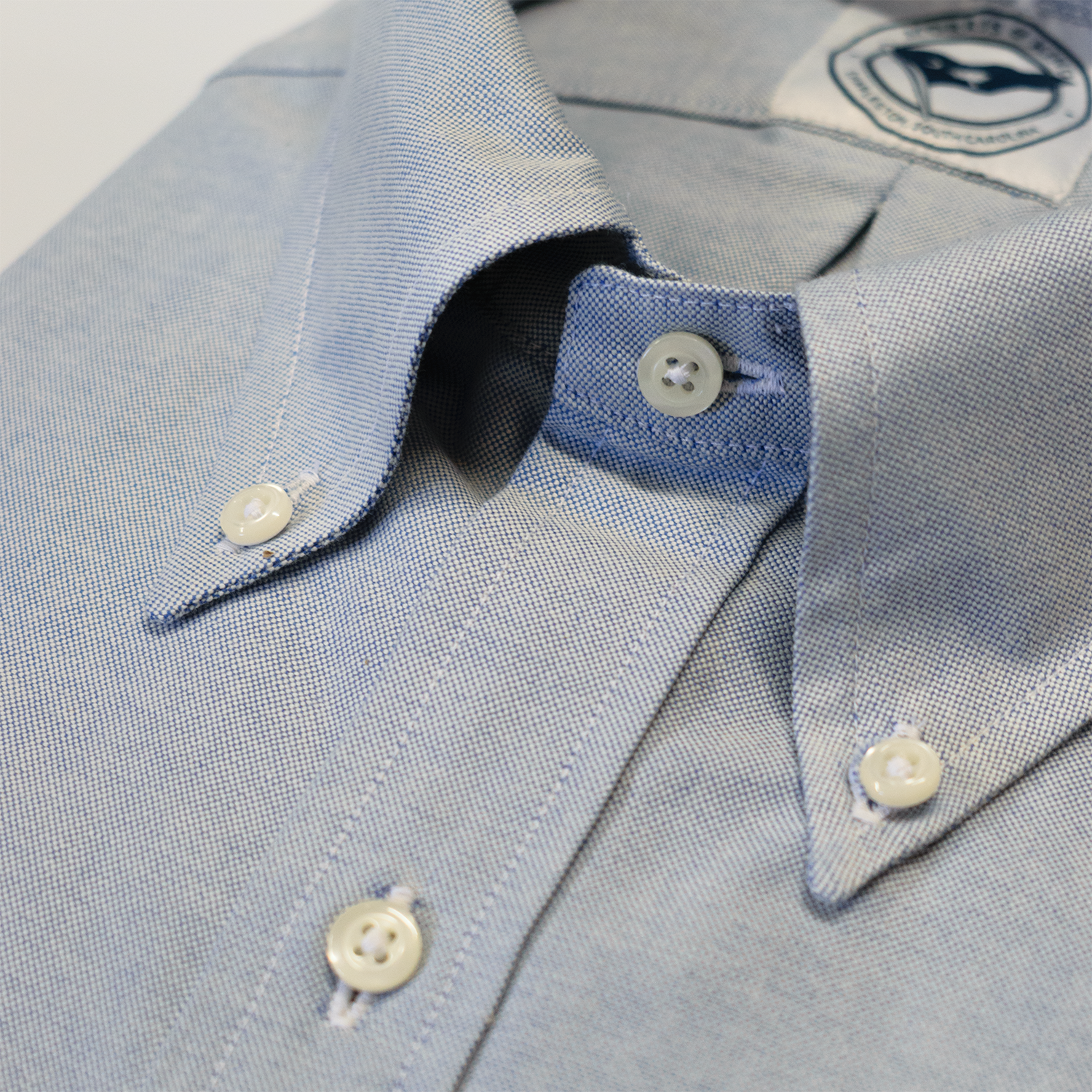 Blue Six Button Oxford Button Down Shirt - Made To Order