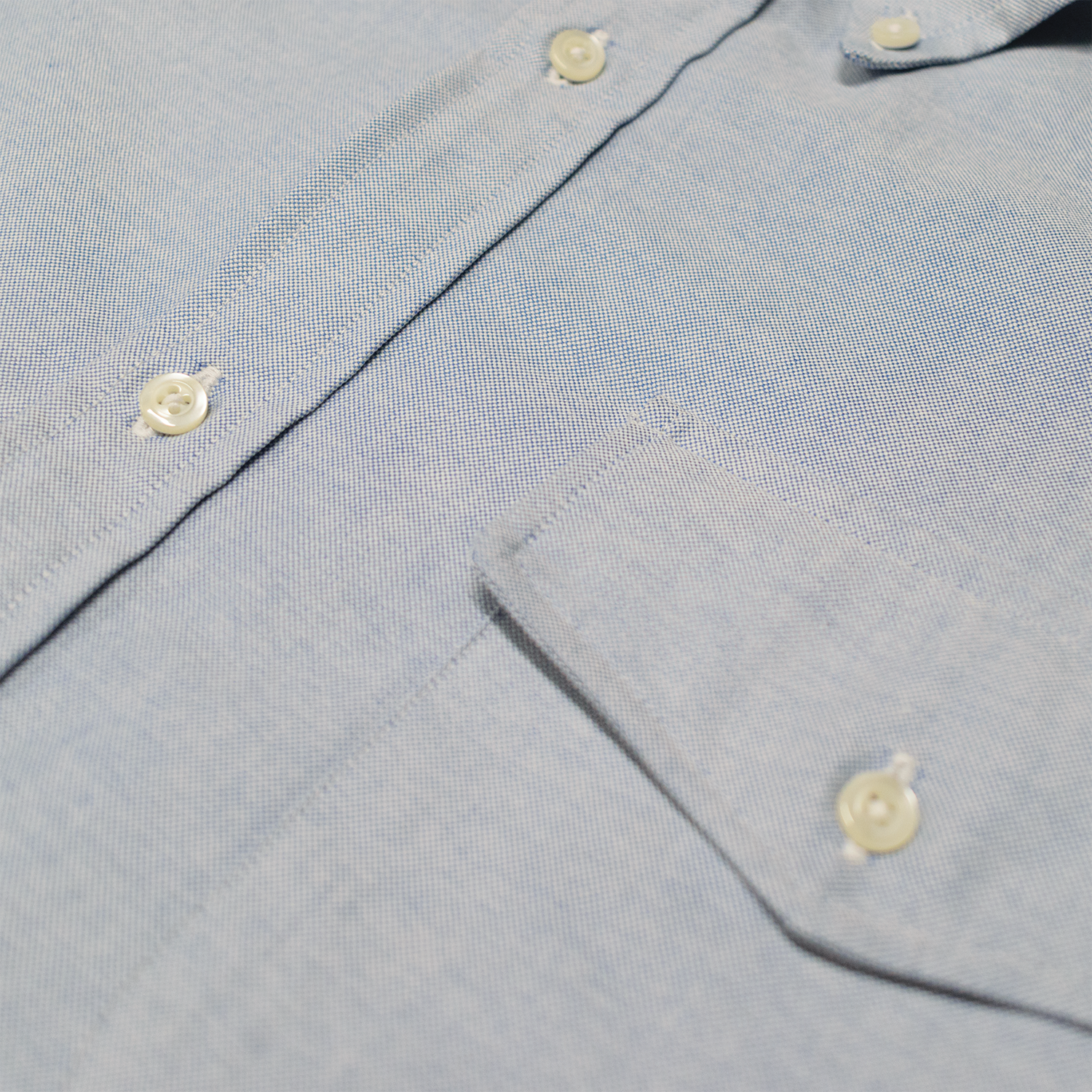 Blue 'Six Button Front' Unbleached Oxford MTO Button Down Shirt