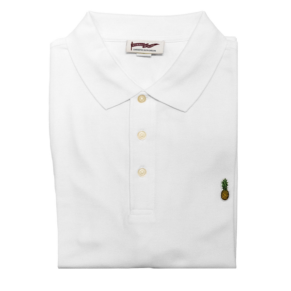 White Pineapple Pique Polo