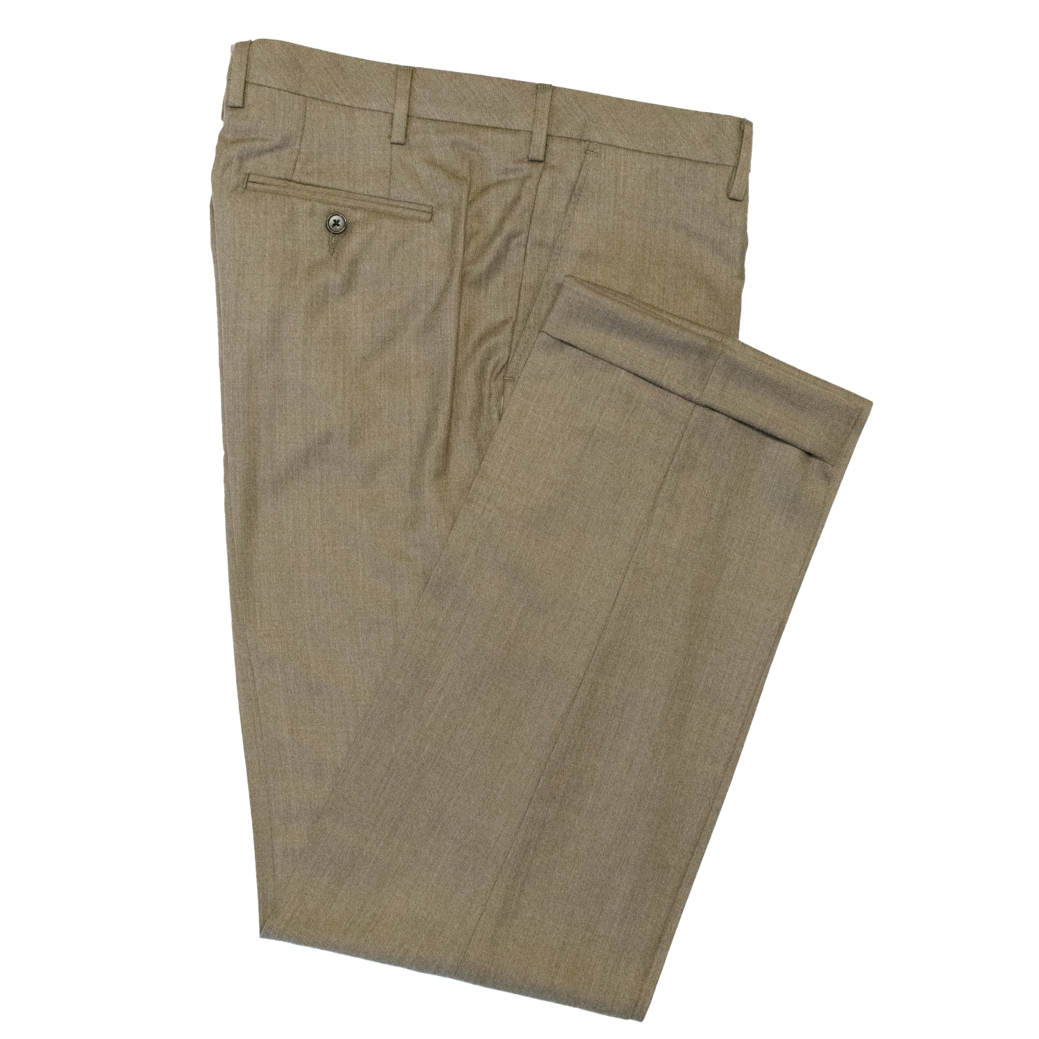Heather Tan Wool Flannel Trousers - Classic Fit