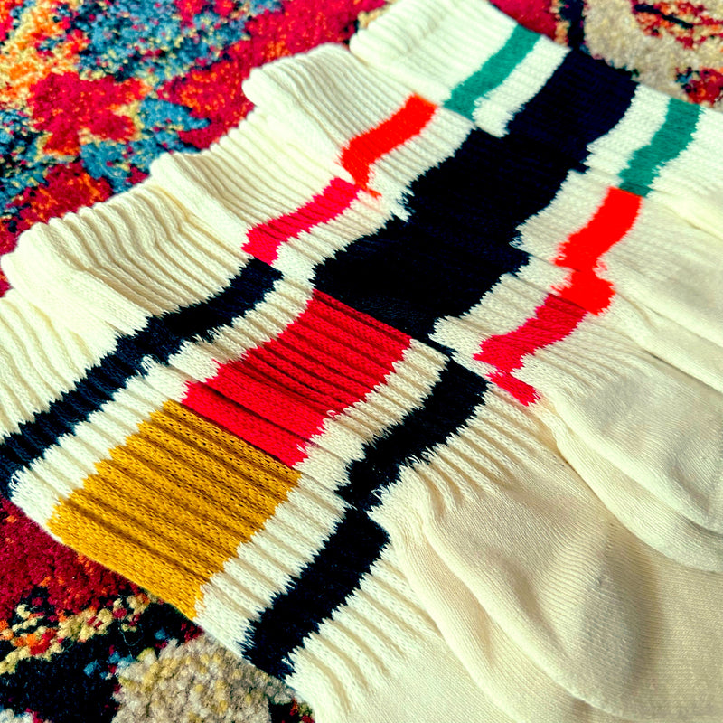 Black/Red Stripe Knit Tube Socks