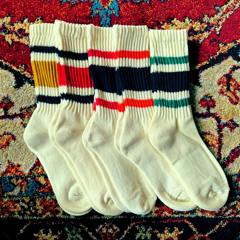 Black/Red Stripe Knit Tube Socks