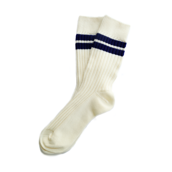 Dark Blue Stripe Knit Tube Socks