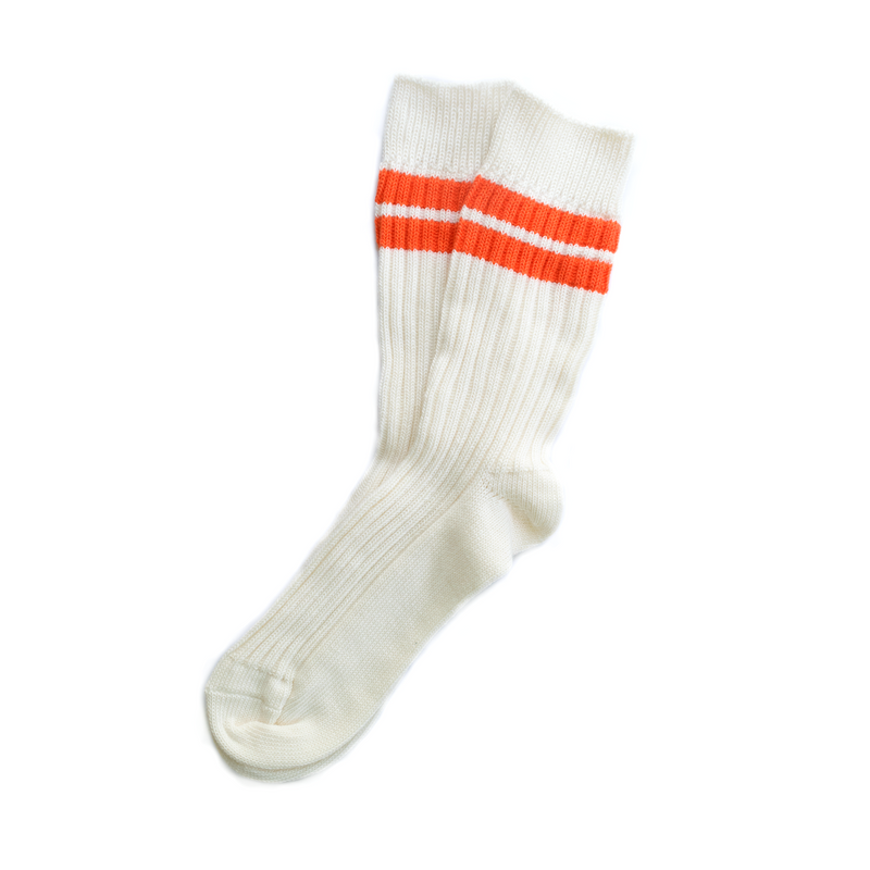 Orange / White Stripe Knit Socks