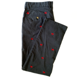 Red Crab Motif Twill Pants - Regular Fit