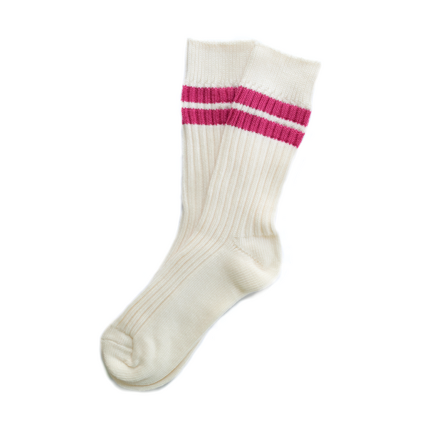 Pink Stripe Knit Tube Socks