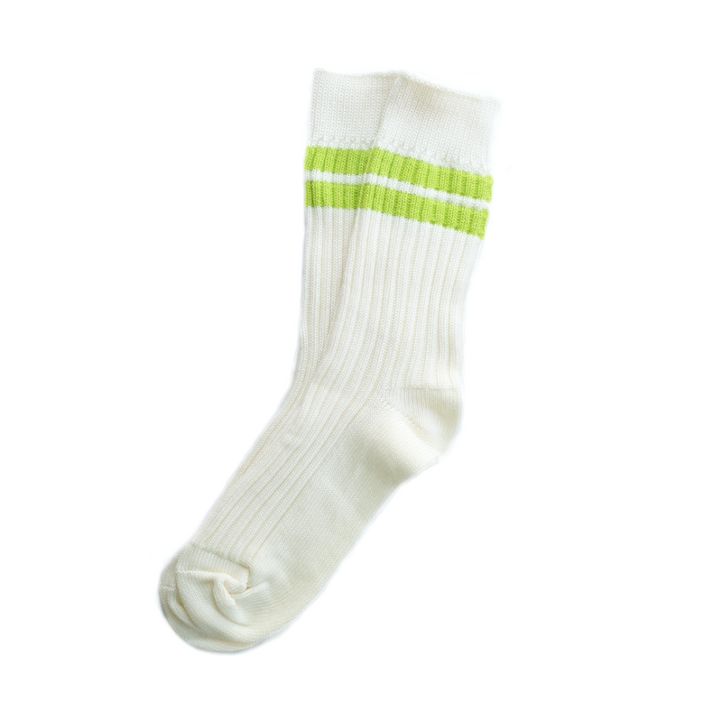 Chartreuse Stripe Knit Tube Socks